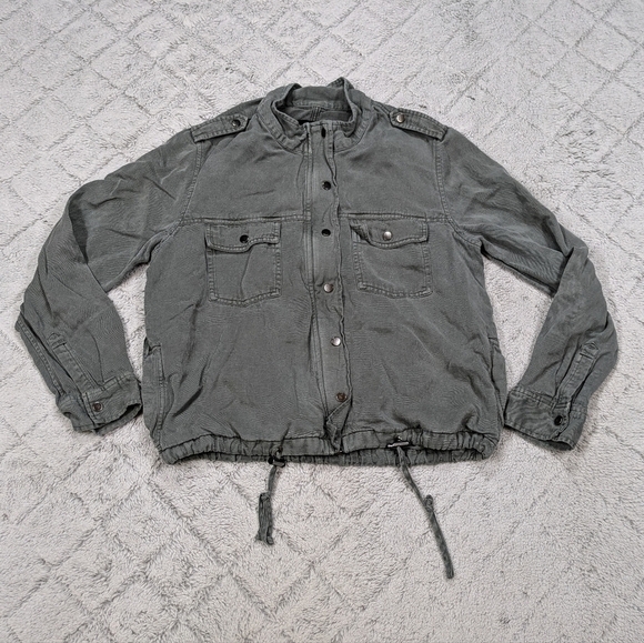 Rails Jacket Women's M Green Pine Light Lyocell Linen Military Full Zip Pockets - Picture 1 of 7